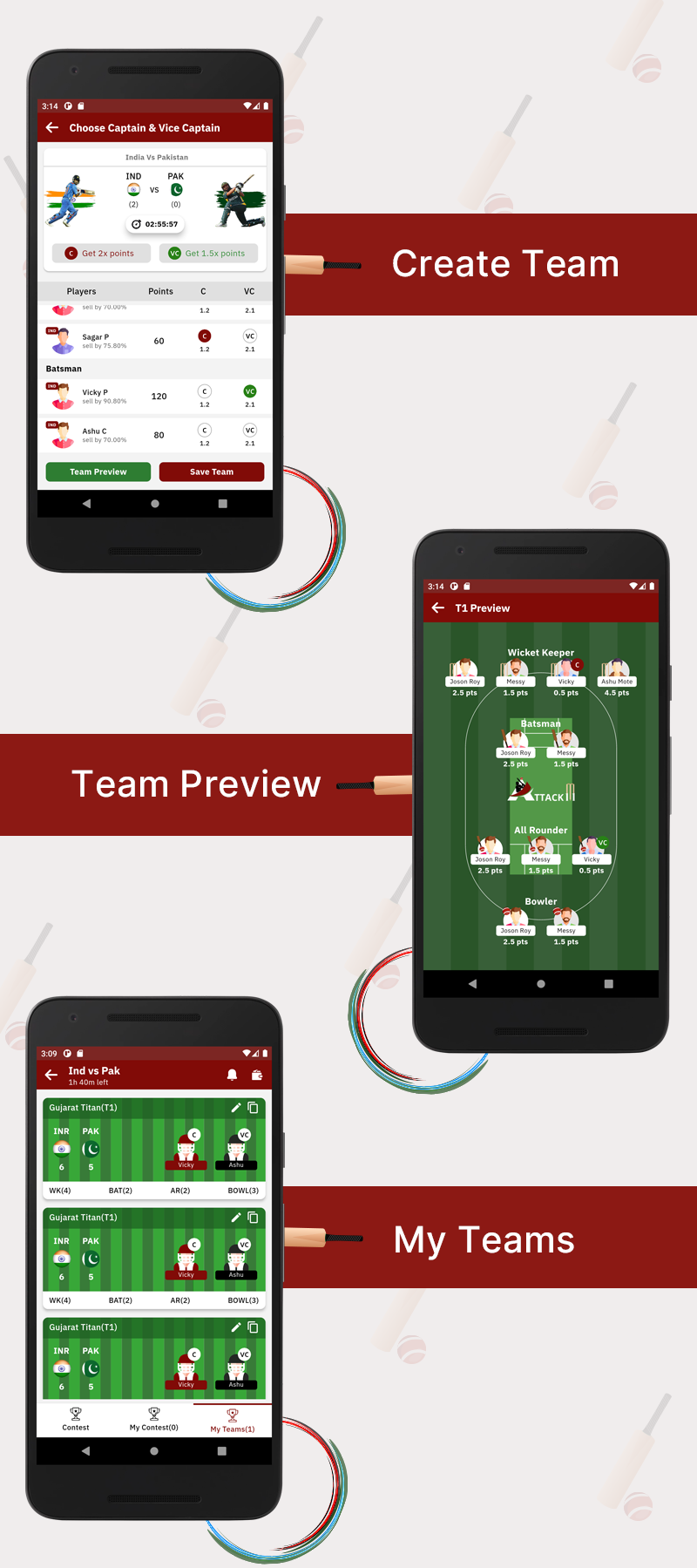 Attack 11 - Sports Fantasy Cricket Game App Flutter UI Kit - 3