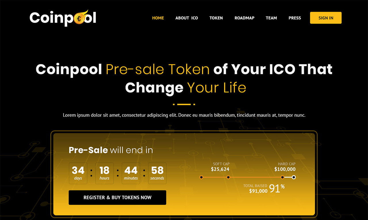 Coinpool The Best ICO Bitcoin and Cryptocurrency Template